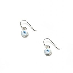 Greek evil eye silver drop - dangle earrings 1